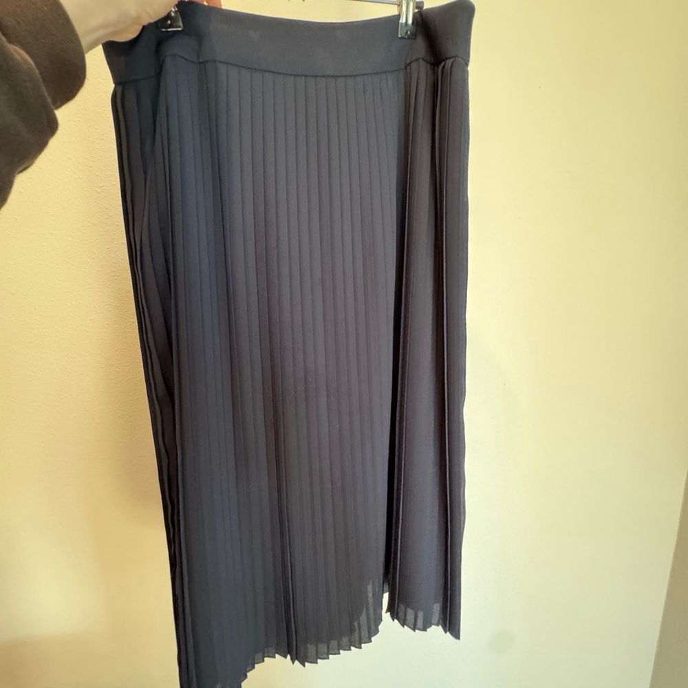 Navy Jcrew Pleated Midi Skirt Size 12